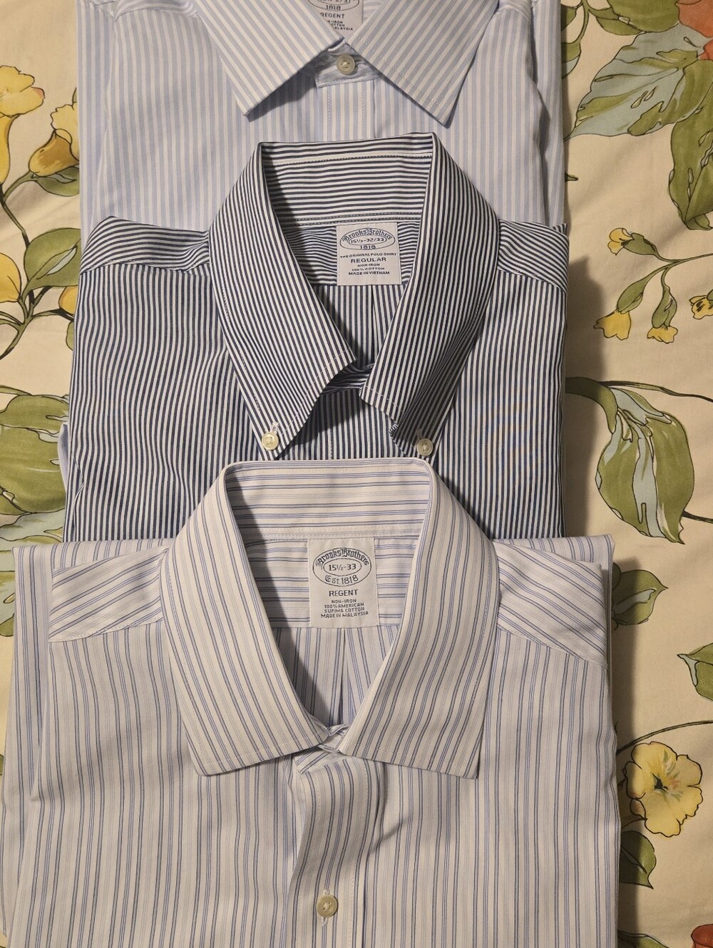 Brooks Brothers Men’s Blue and White Striped Dress Shirts 15 1/2 - 33 - Set of 3